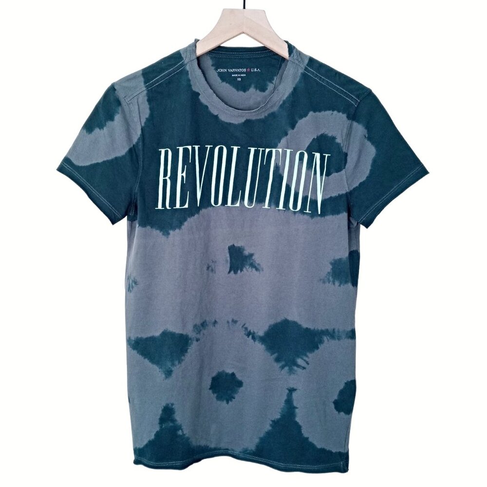 John Varvatos Star USA Mens REVOLUTION Graphic T-Shirt Gray Black Cotton Size XS
